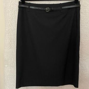 Talbots black pencil skirt with skinny belt